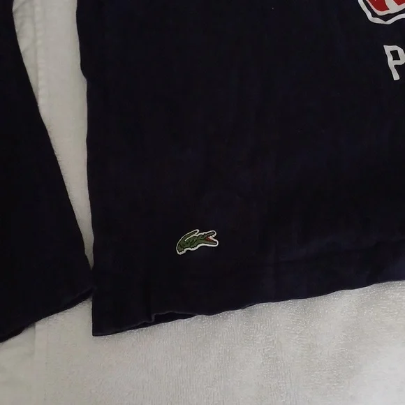 Lacoste Live Paris rare crewneck long sleeve navy tshirt 6 M/L - Picture 6 of 15
